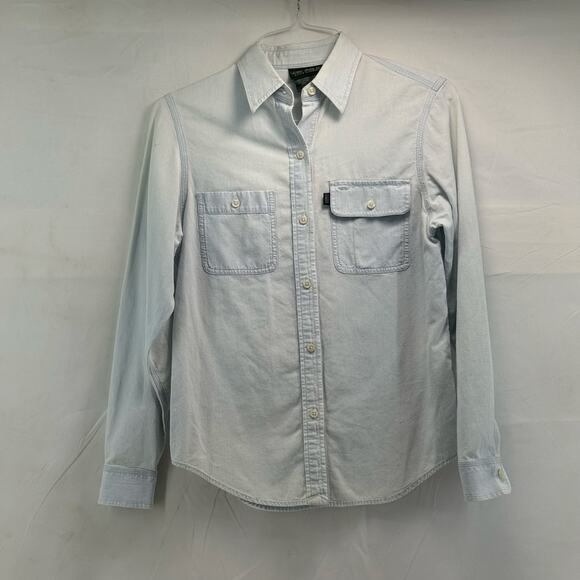Lauren by Ralph Lauren women’s small denim button-down long sleeve top - Picture 1 of 9